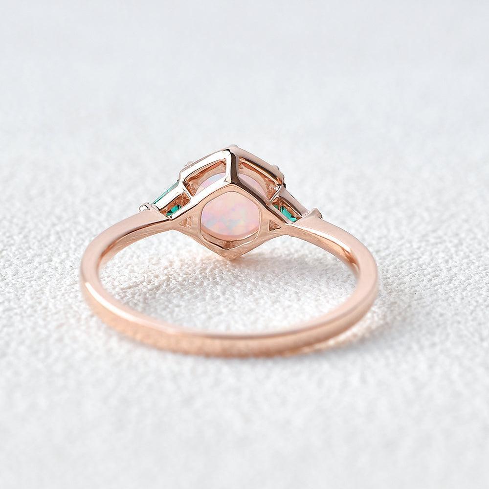 Moonlit Garden | Classic Opal & Emerald Engagement Ring.