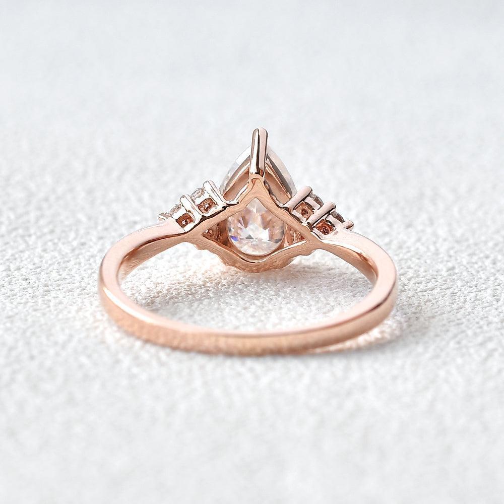 Sylvie’s Dew | Classic Pear Moss Agate Ring with Diamond Accents.