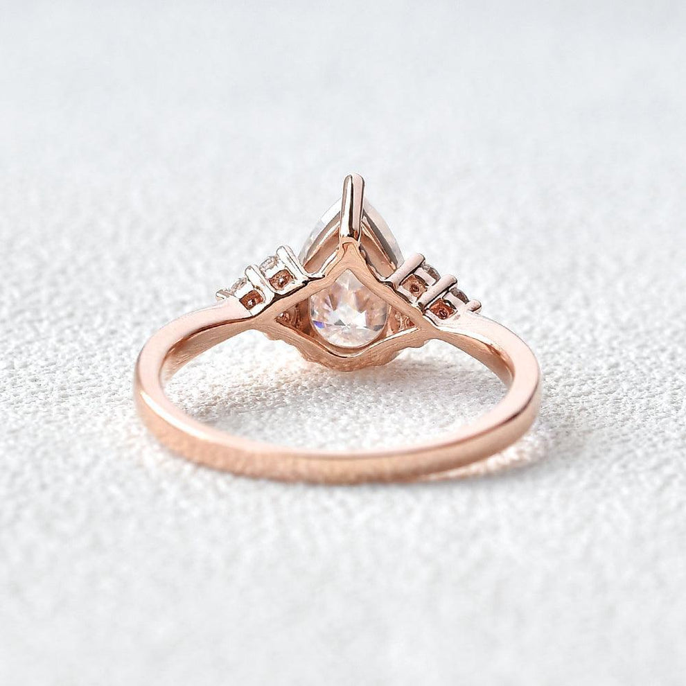 Sylvie’s Dew | Classic Pear Moss Agate Ring with Diamond Accents.