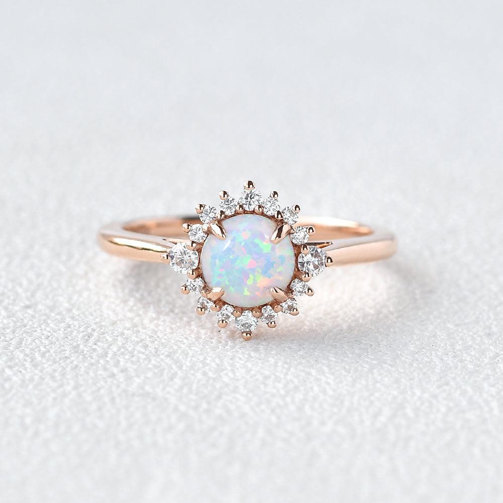 Sunflower Opal & Moissanite Rose Gold Ring.