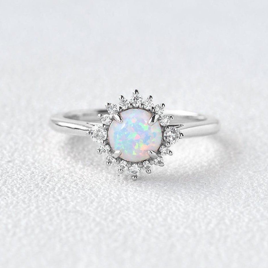 Sunflower Opal & Moissanite Rose Gold Ring.