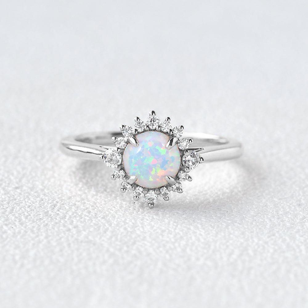 Sunflower Opal & Moissanite Rose Gold Ring.