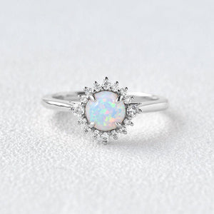 Sunflower Opal & Moissanite Rose Gold Ring.