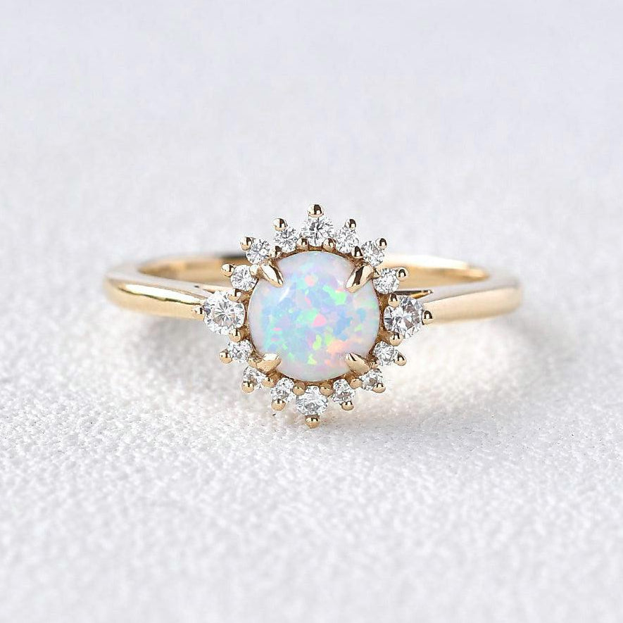 Sunflower Opal & Moissanite Rose Gold Ring.