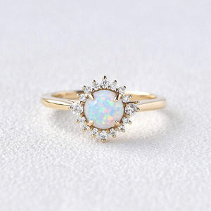 Sunflower Opal & Moissanite Rose Gold Ring.