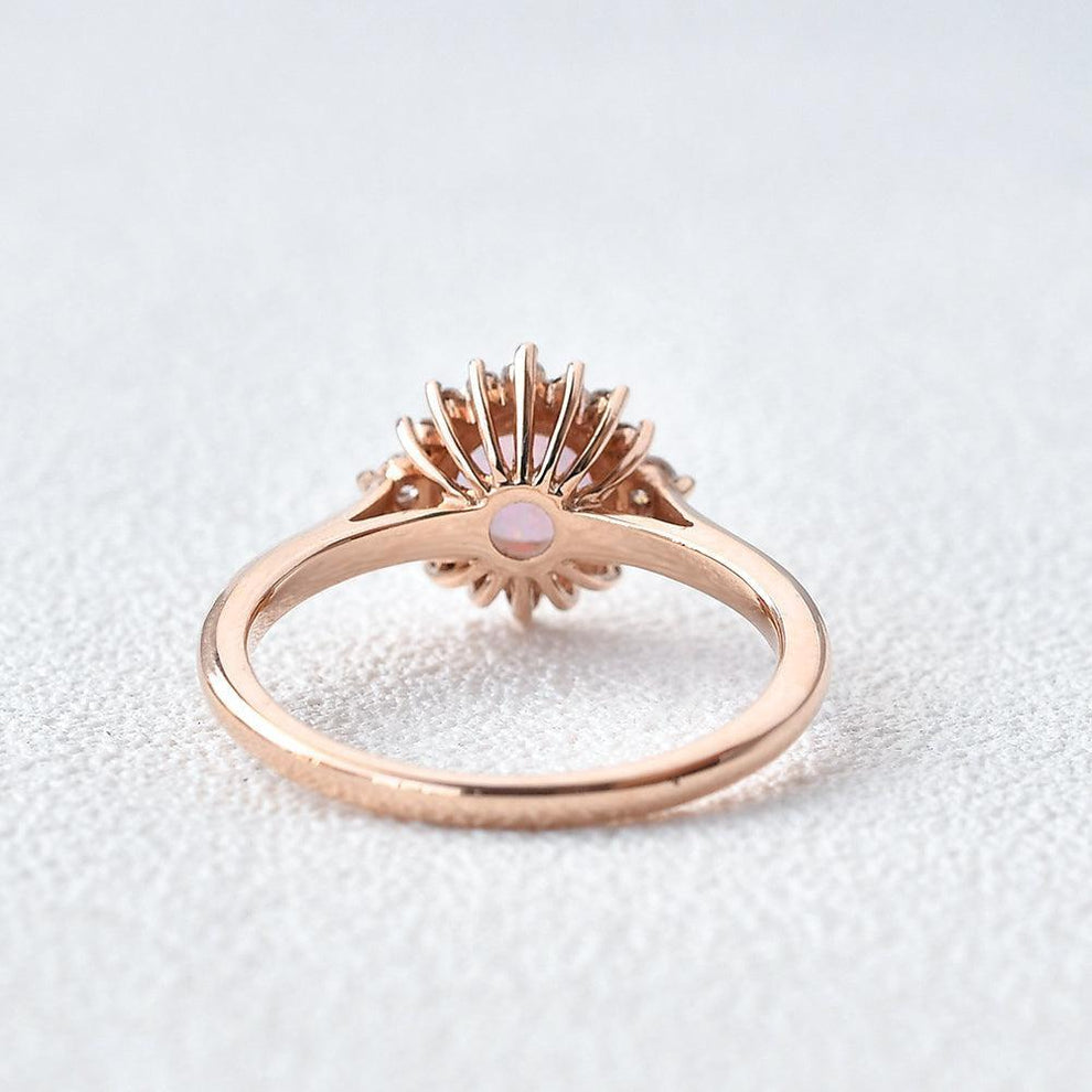 Sunflower Opal & Moissanite Rose Gold Ring.