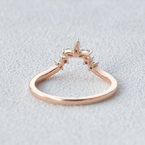 Marquise Shaped Curved Moissanite Gold Wedding Band.