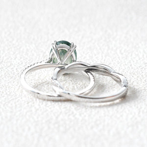 Ariadne’s Merge | 2CT Oval Moss Agate Bridal Set 2pcs.