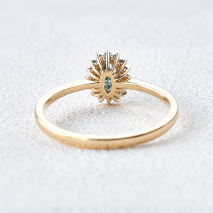 Lewis Grove | Oval Moss Agate & Moissanite Engagement Ring