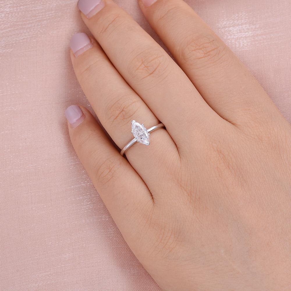 Classic 1.0CT Marquise Moissanite Solitaire Ring