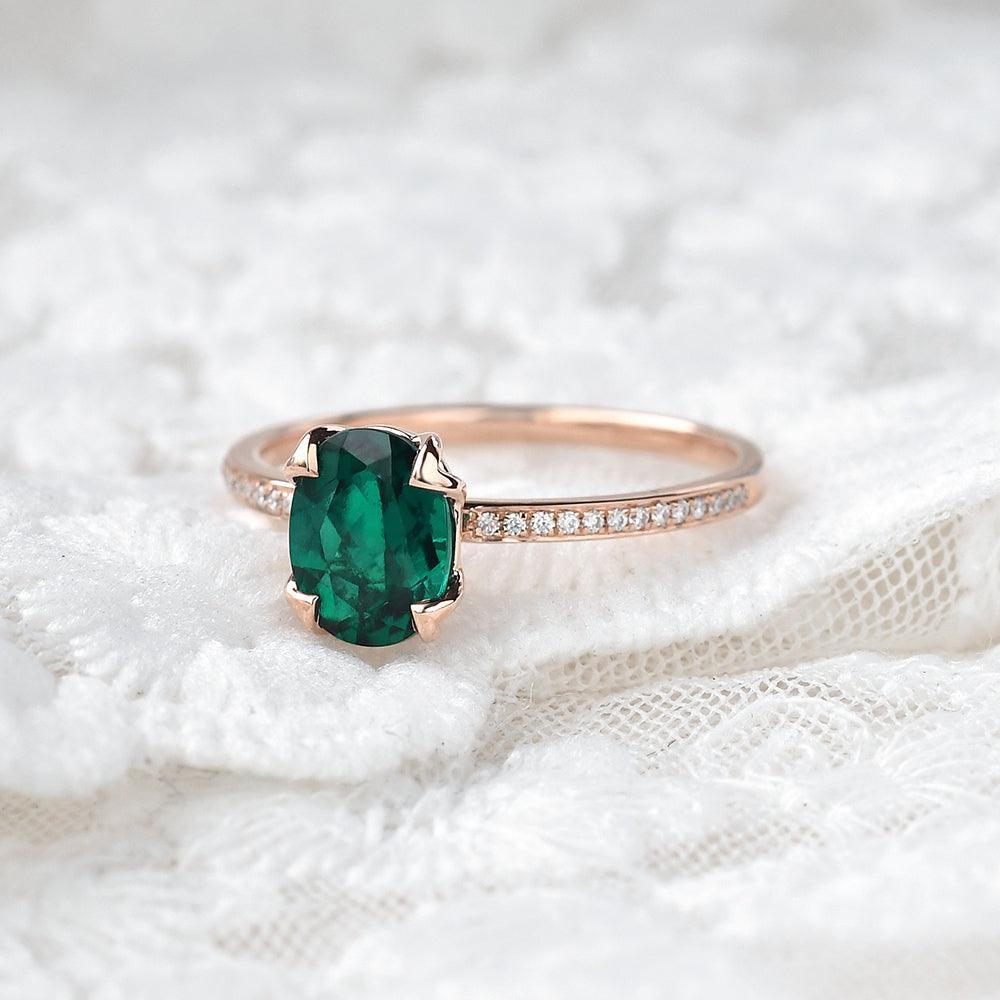 Vera's Grace | Vintage Oval Cut Natural Emerald Ring.