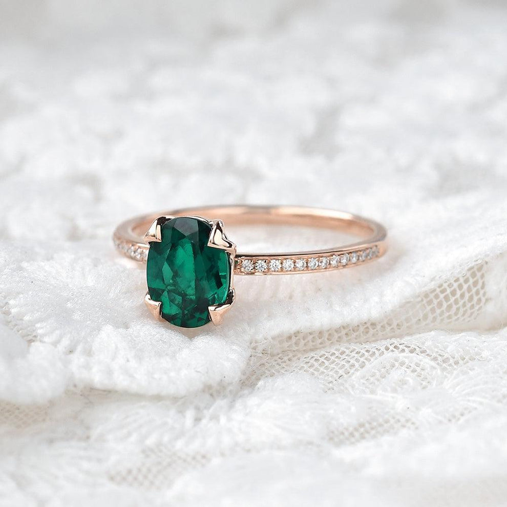 Vera's Grace | Vintage Oval Cut Natural Emerald Ring.