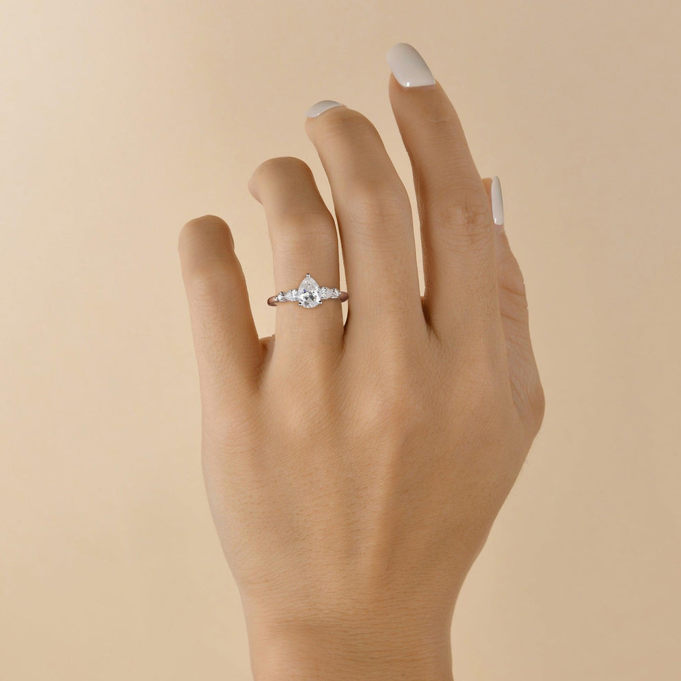 Stylist Pear Shaped Moissanite Rose Gold Ring.
