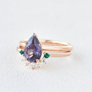 Aurora’s Gleam | Pear Lab Alexandrite Bridal Set 2pcs.