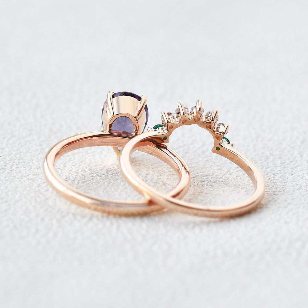 Aurora’s Gleam | Pear Lab Alexandrite Bridal Set 2pcs.