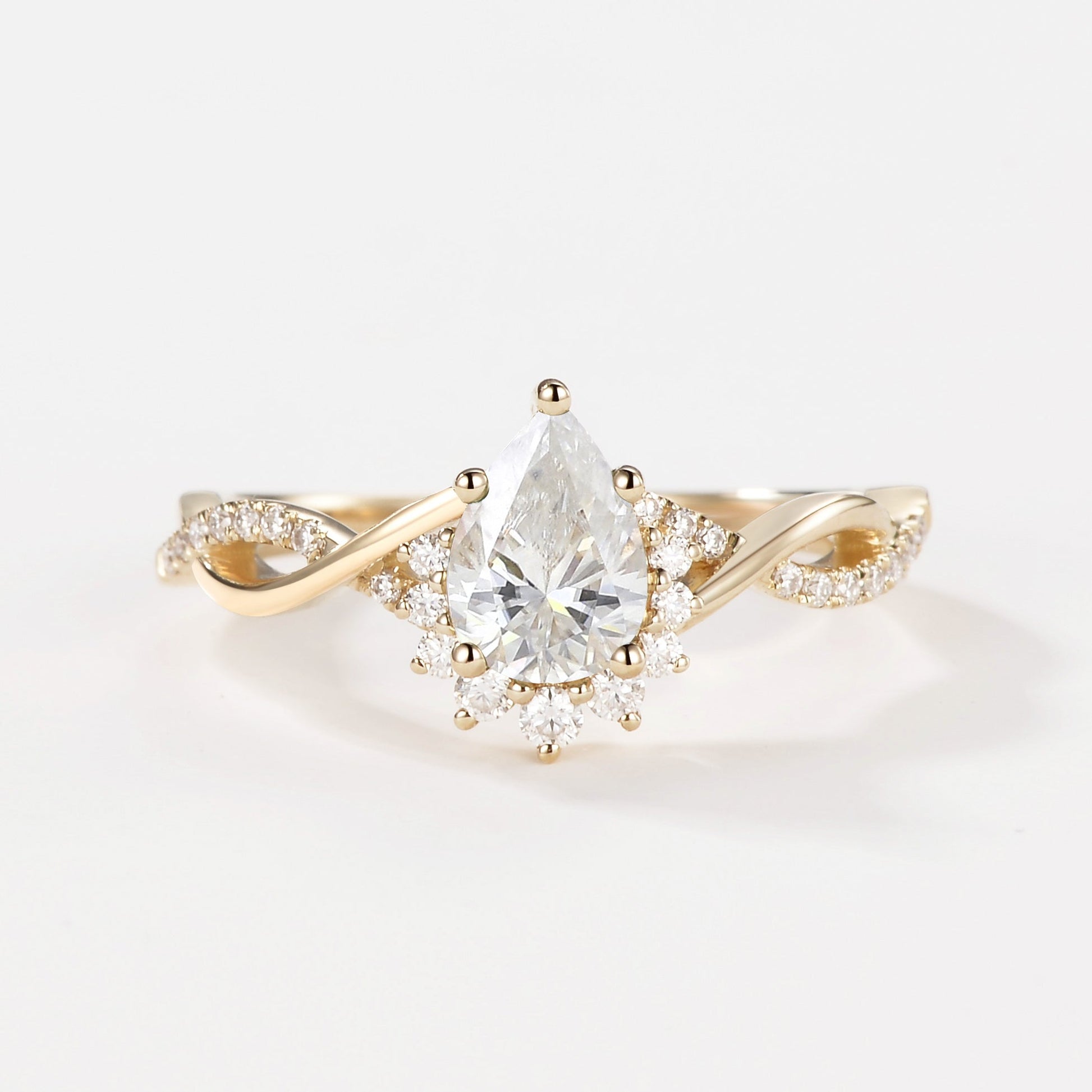 Barbara’s Grove | Pear Moss Agate Infinity Engagement Ring