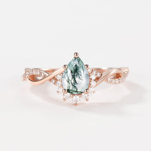 Barbara’s Grove | Pear Moss Agate Infinity Engagement Ring