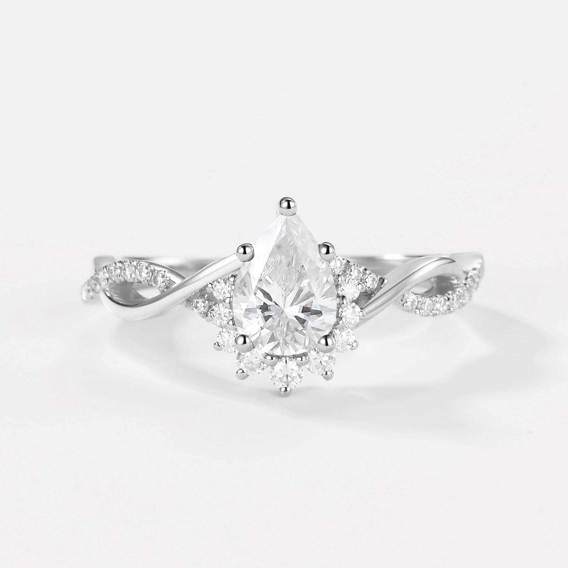 Barbara’s Grove | Pear Moss Agate Infinity Engagement Ring