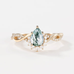 Barbara’s Grove | Pear Moss Agate Infinity Engagement Ring