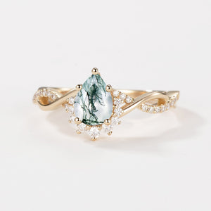 Barbara’s Grove | Pear Moss Agate Infinity Engagement Ring