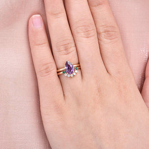 Aurora’s Gleam | Pear Lab Alexandrite Bridal Set 2pcs.