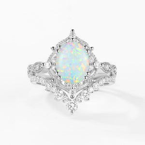Charlotte 2.0CT Signature Vintage Moss Agate Big Ring Set 2pcs.