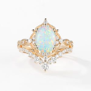 Charlotte 2.0CT Signature Vintage Moss Agate Big Ring Set 2pcs.