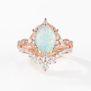 Charlotte 2.0CT Signature Vintage Moss Agate Big Ring Set 2pcs.