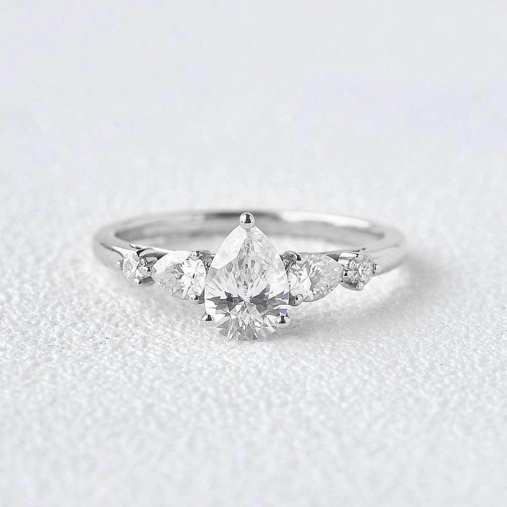 Stylist Pear Shaped Moissanite Rose Gold Ring.