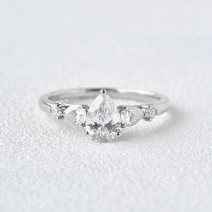 Stylist Pear Shaped Moissanite Rose Gold Ring