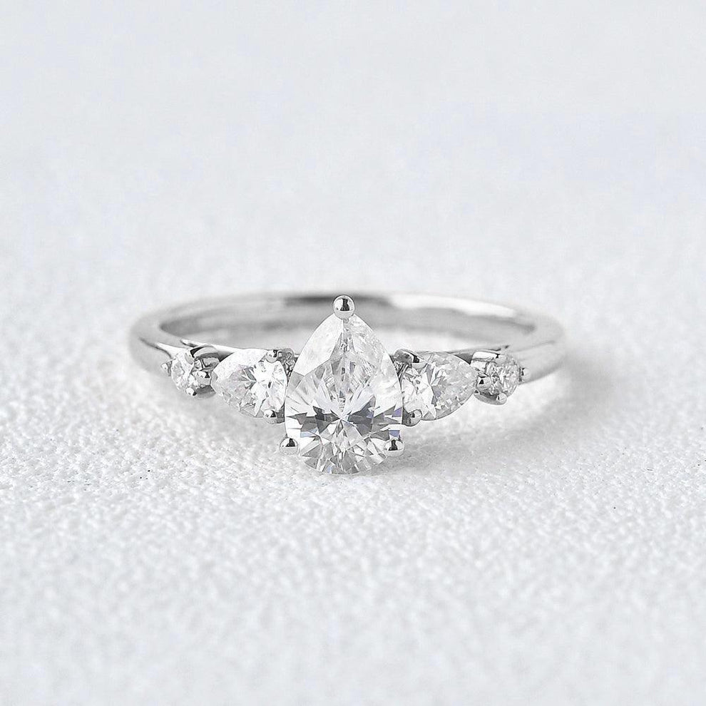 Stylist Pear Shaped Moissanite Rose Gold Ring.