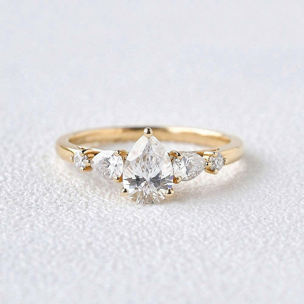 Stylist Pear Shaped Moissanite Rose Gold Ring.