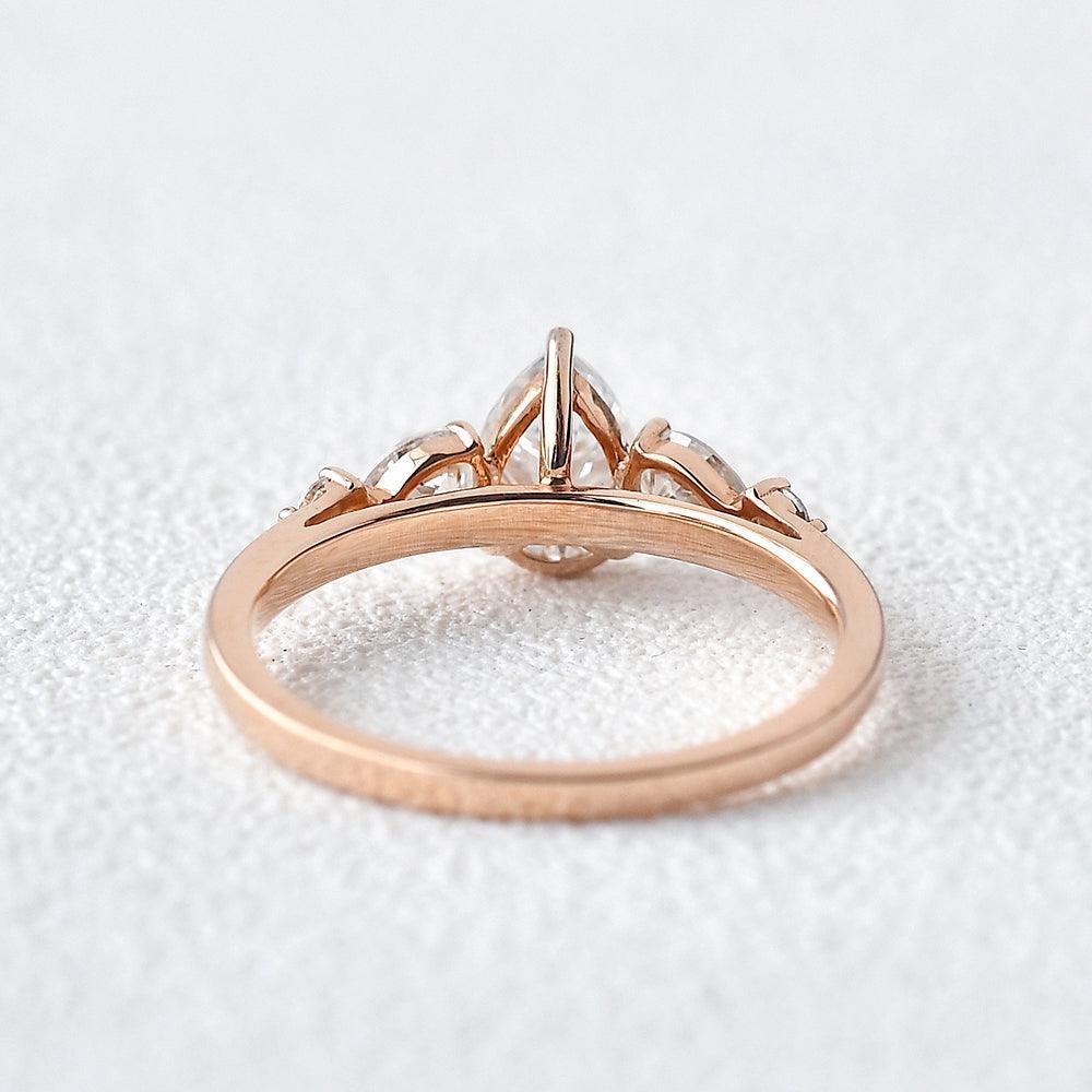 Stylist Pear Shaped Moissanite Rose Gold Ring.