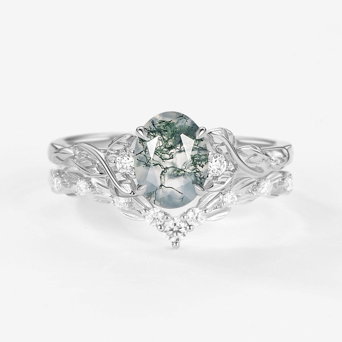 Forest Glade | Moss Agate Leaf Veil Bridal Set 2pcs.