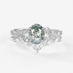 Forest Glade | Moss Agate Leaf Veil Bridal Set 2pcs.