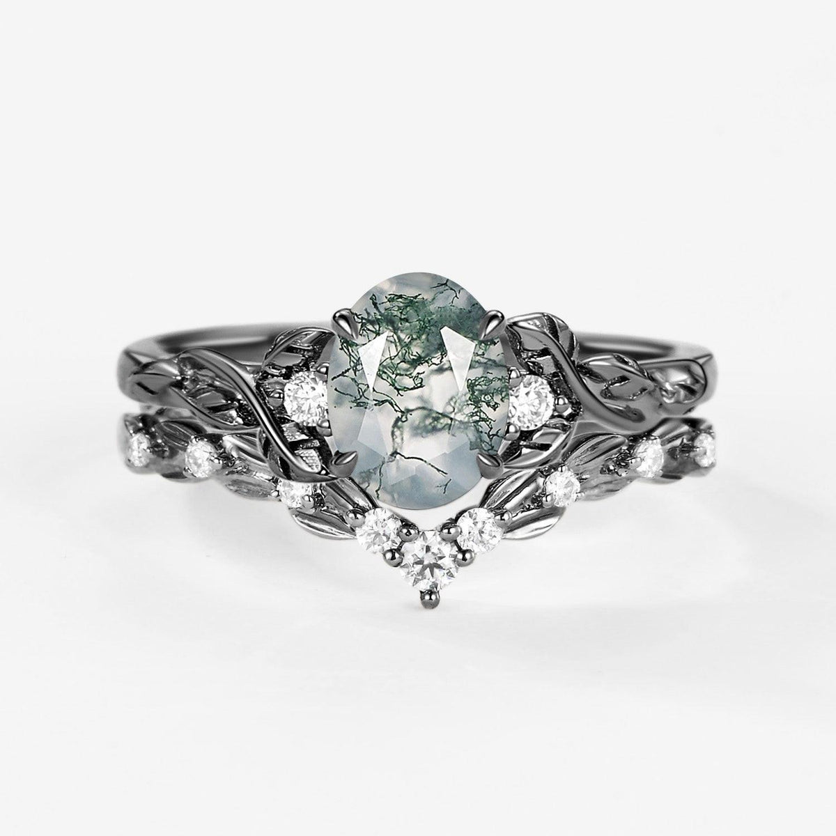 Forest Glade | Moss Agate Leaf Veil Bridal Set 2pcs.