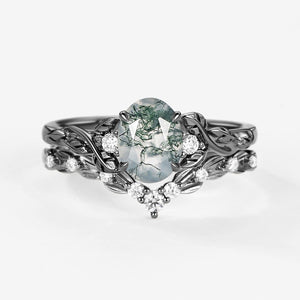 Forest Glade | Moss Agate Leaf Veil Bridal Set 2pcs.