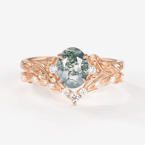 Forest Glade | Moss Agate Leaf Veil Bridal Set 2pcs.