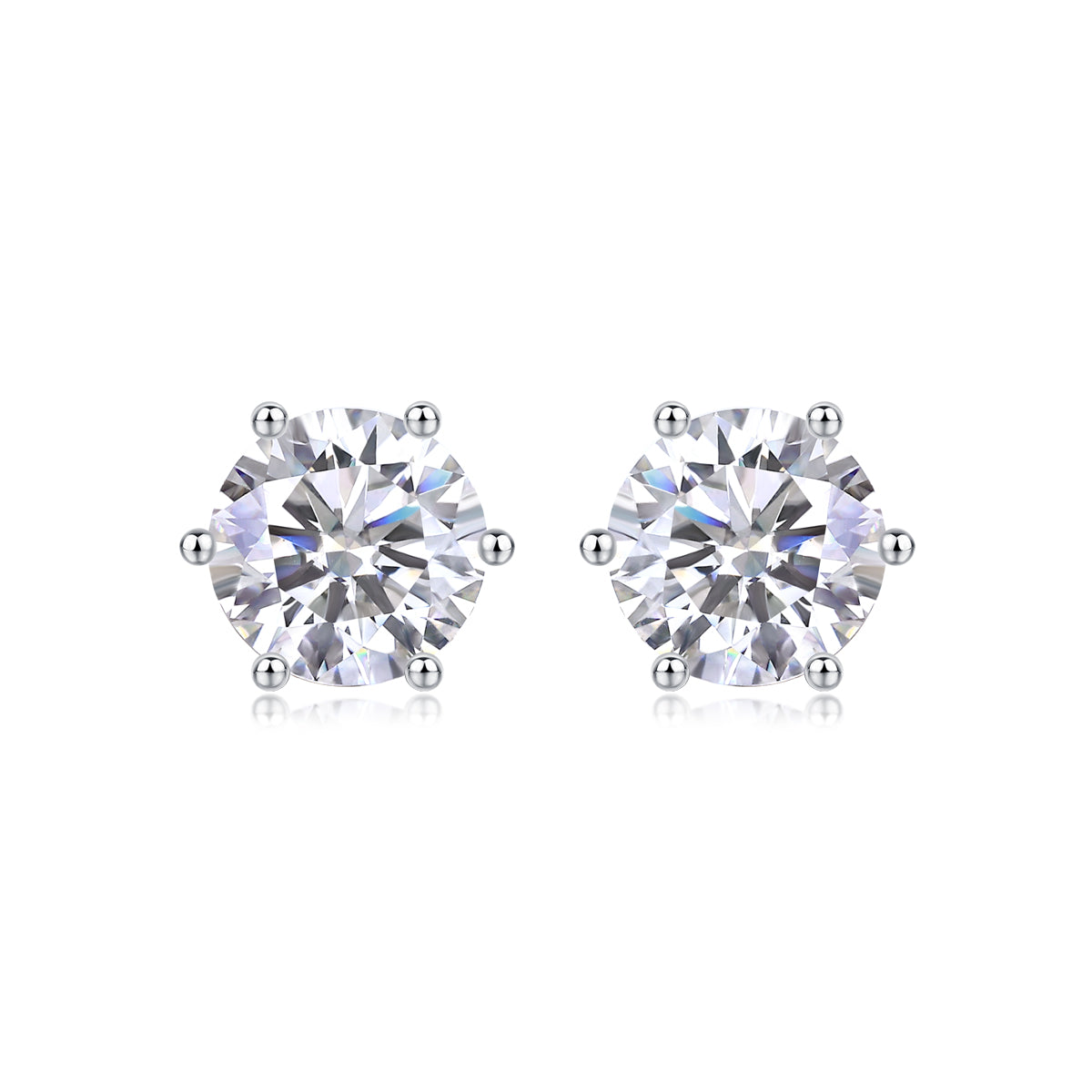 Round 6 Claw Sparkle Solitaire Stud Earrings - Stellaradorn