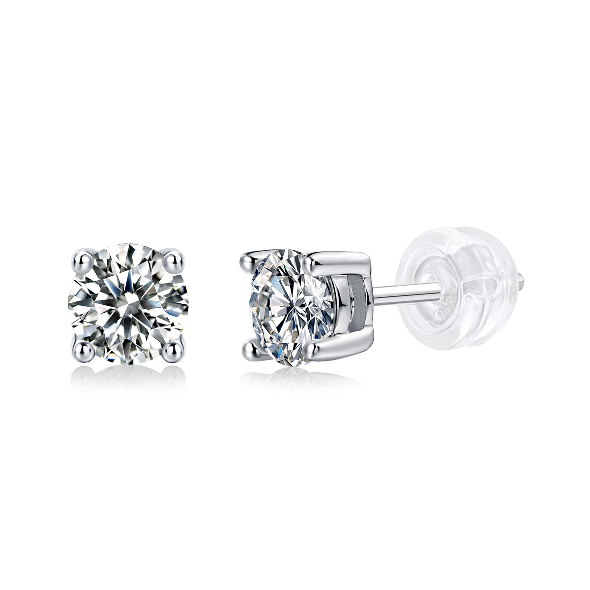 Round 4 Claw Sparkle Solitaire Stud Earrings - Stellaradorn