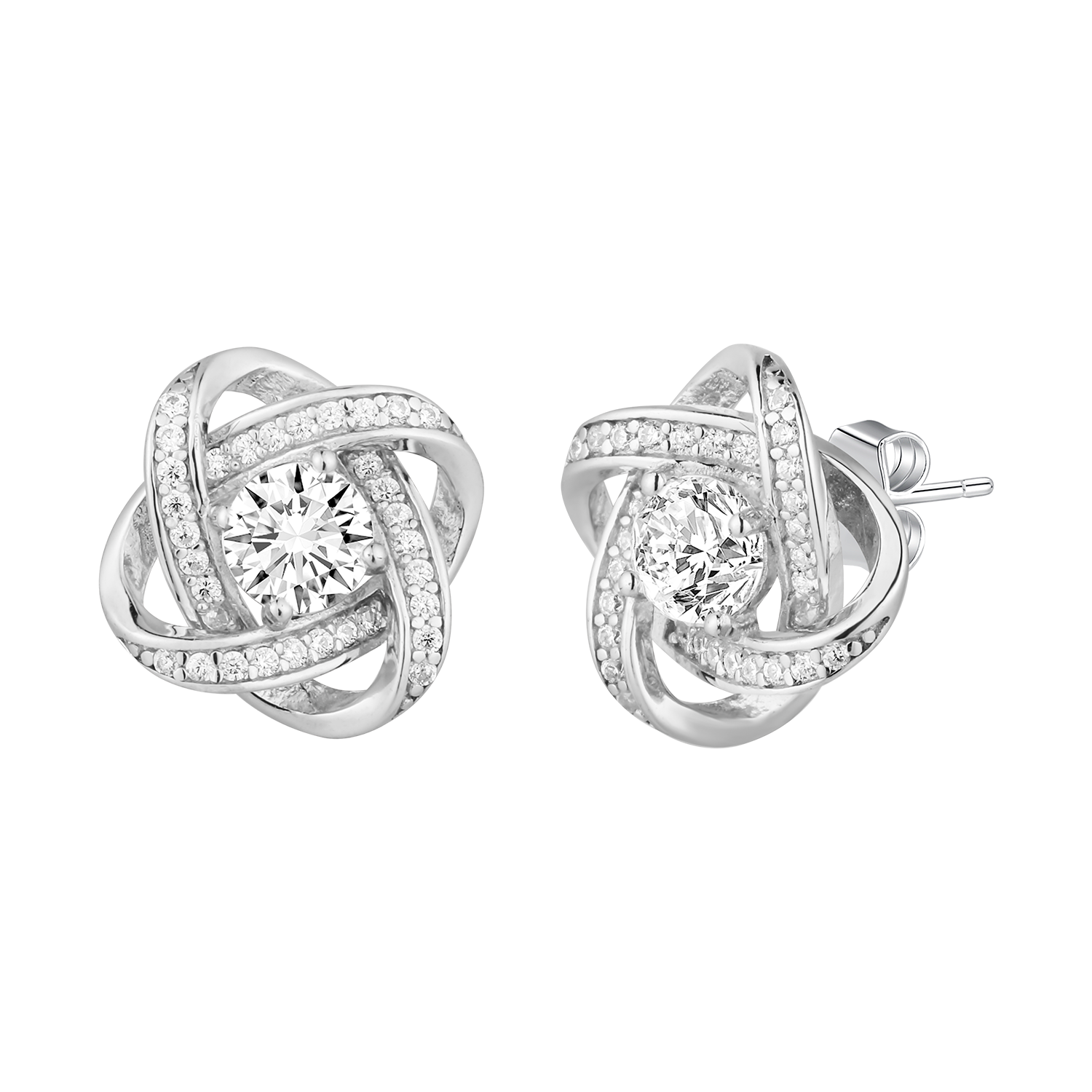 Cosmic Orbit Silver  Solitaire Stud Earrings - Stellaradorn