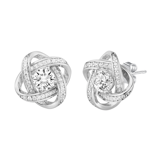 Cosmic Orbit Silver  Solitaire Stud Earrings - Stellaradorn