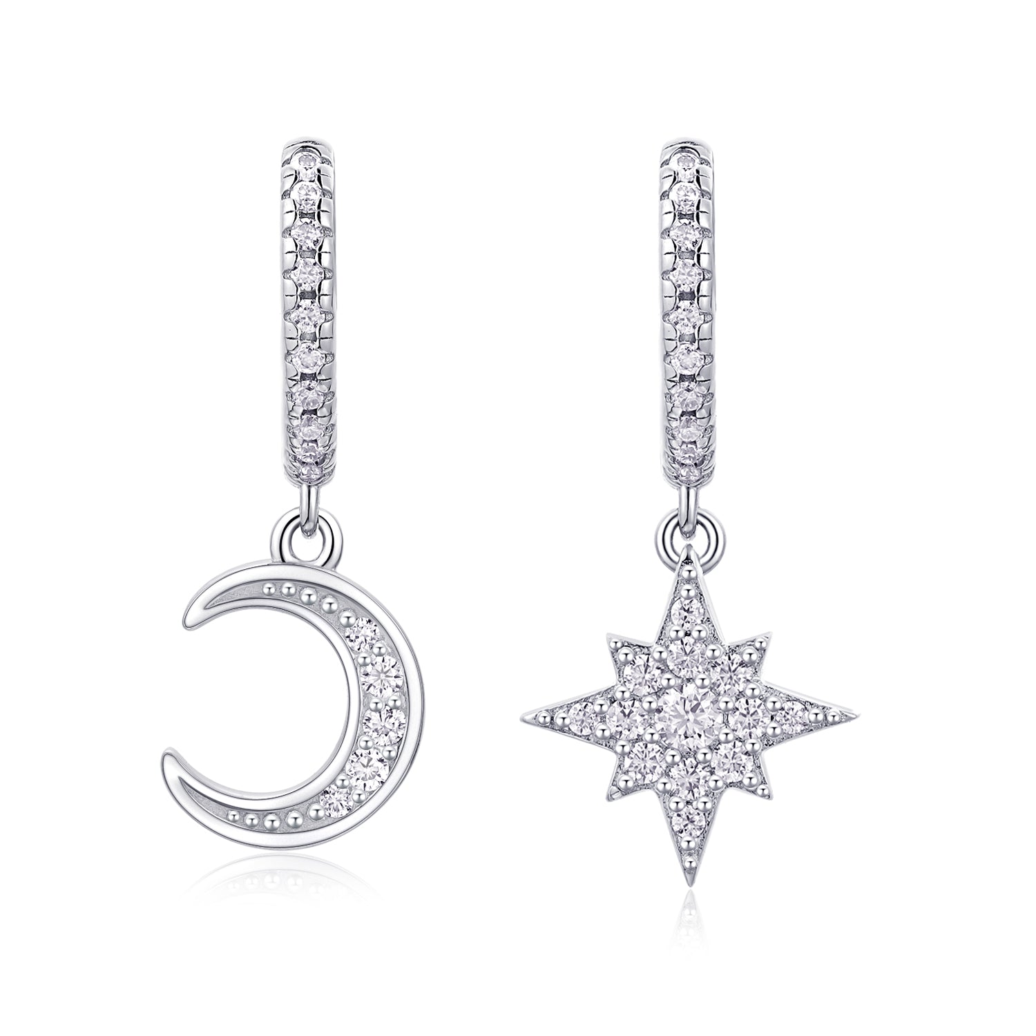 Stars and Moon Sparkle Huggies Earings - Stellaradorn