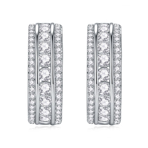 Eternal Grace Triple-Row  Hoop Huggies Earrings - Stellaradorn