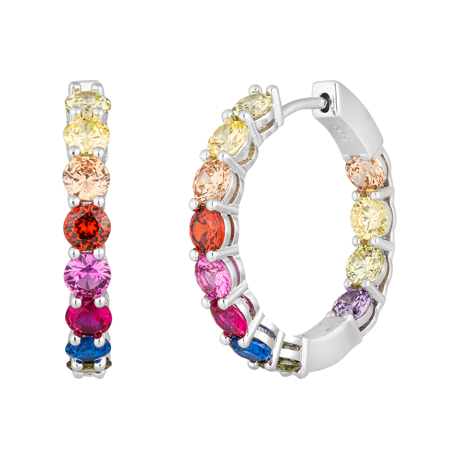 Chic Multicolor Zircon Hoop Huggies Earrings - Stellaradorn