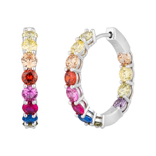 Chic Multicolor Zircon Hoop Huggies Earrings - Stellaradorn