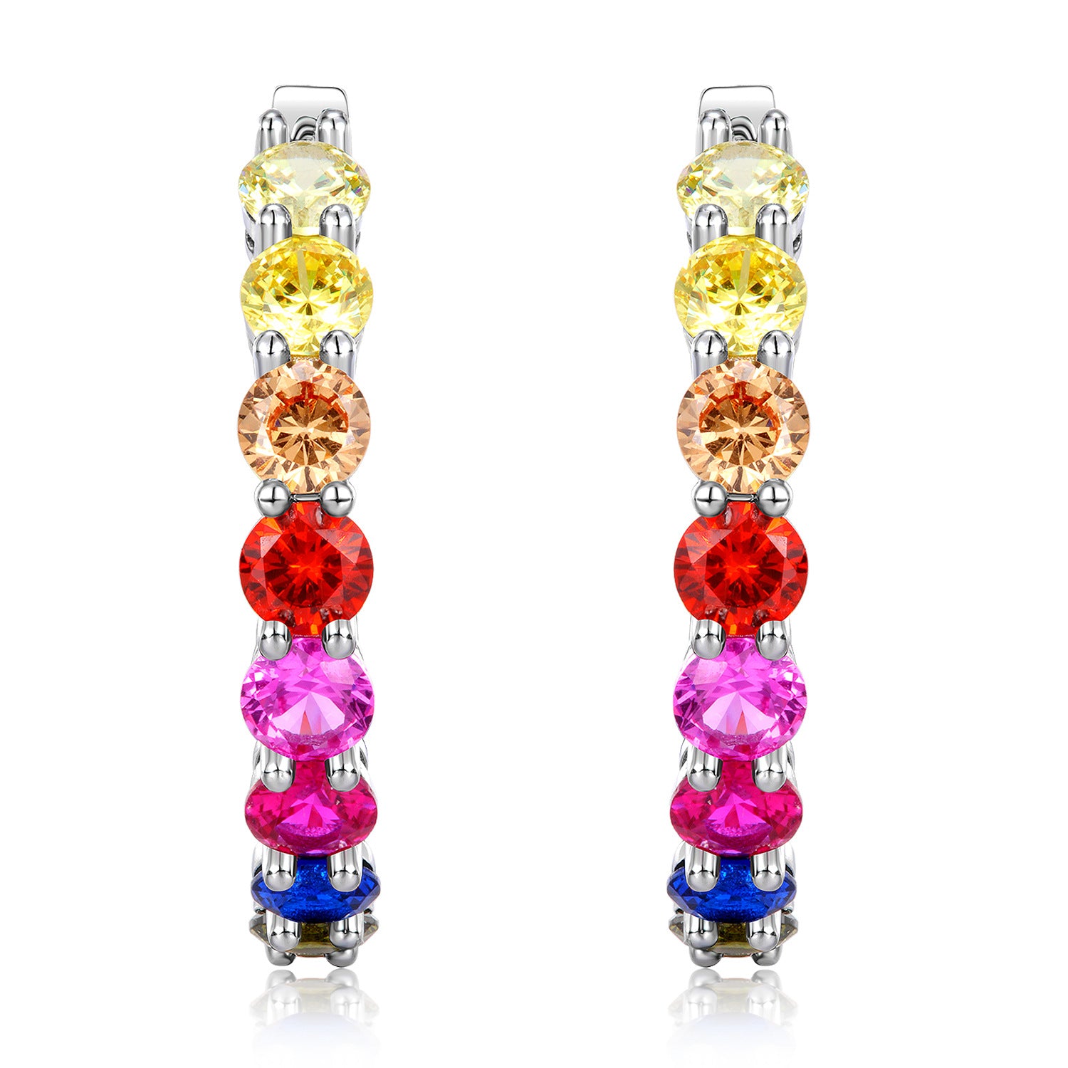 Chic Multicolor Zircon Hoop Huggies Earrings - Stellaradorn