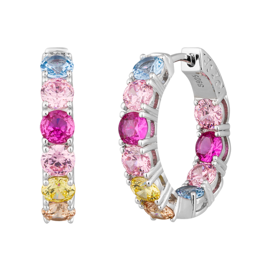 Dazzling Multicolor Zircon Hoop Huggies Earrings - Stellaradorn