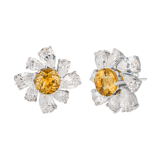 Sunlit Blossom Natural Crystal Stud Earrings - Stellaradorn