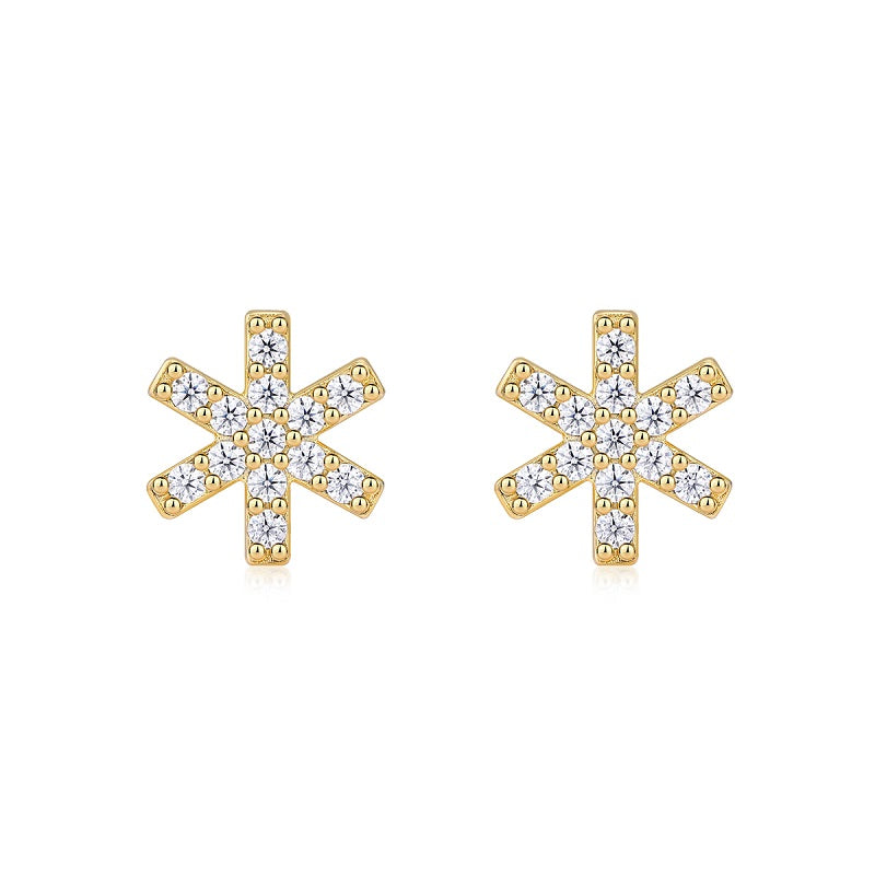 Radiant Snowflake Gold Stud Earrings - Stellaradorn